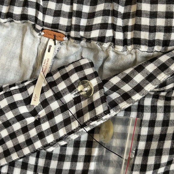 Free People East Side Trouser Wide Leg Pants Black White Check Size L NWOT - Picture 5 of 7